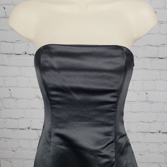 Jessica McClintock Black White Strapless Backless Embroidered Dress Gown USA 2 - Picture 7 of 15